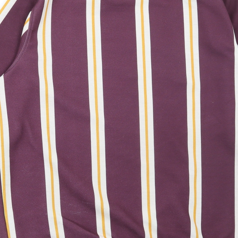 River Island Mens Red Striped Polyester Pullover Sweatshirt Size M