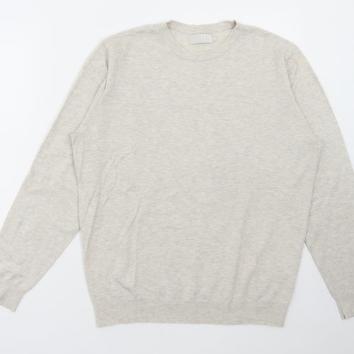 Debenhams Mens Beige Round Neck Viscose Pullover Jumper Size M