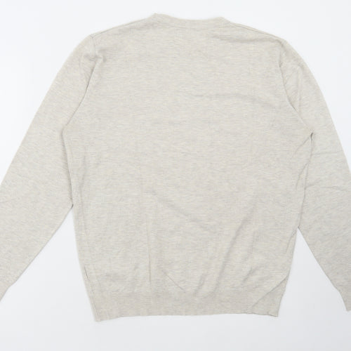 Debenhams Mens Beige Round Neck Viscose Pullover Jumper Size M
