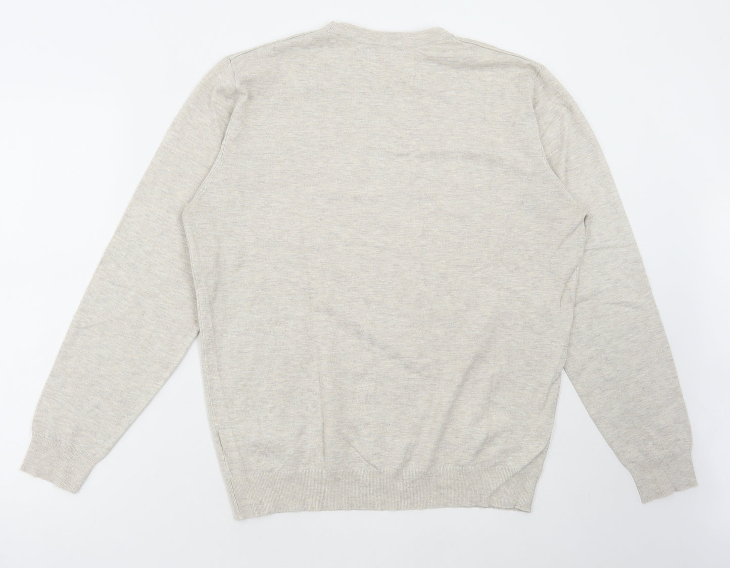 Debenhams Mens Beige Round Neck Viscose Pullover Jumper Size M