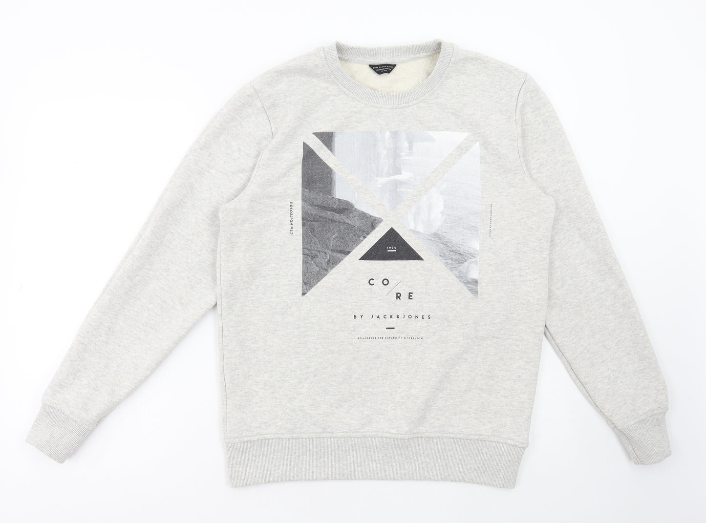 JACK & JONES Mens Grey Cotton Pullover Sweatshirt Size M