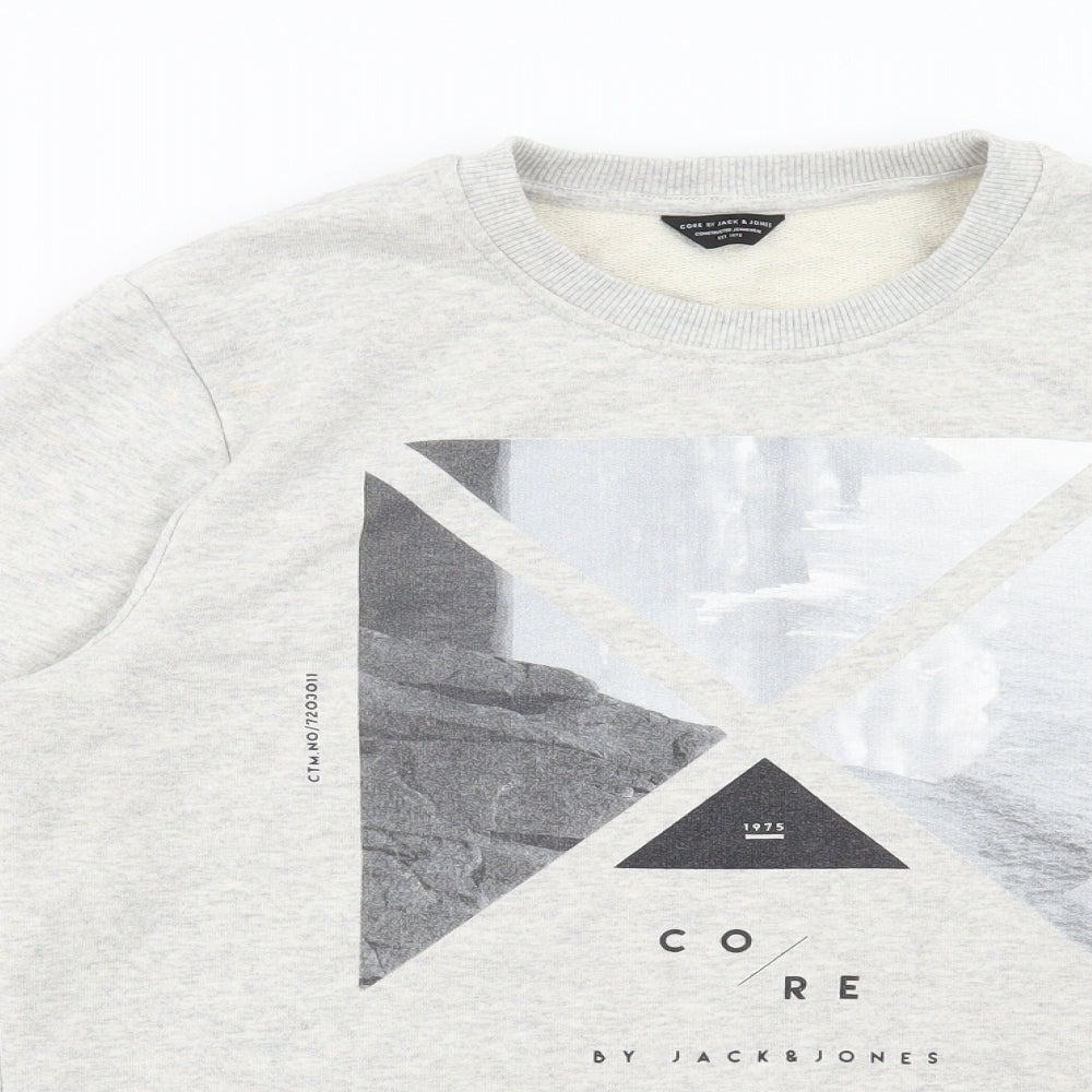 JACK & JONES Mens Grey Cotton Pullover Sweatshirt Size M