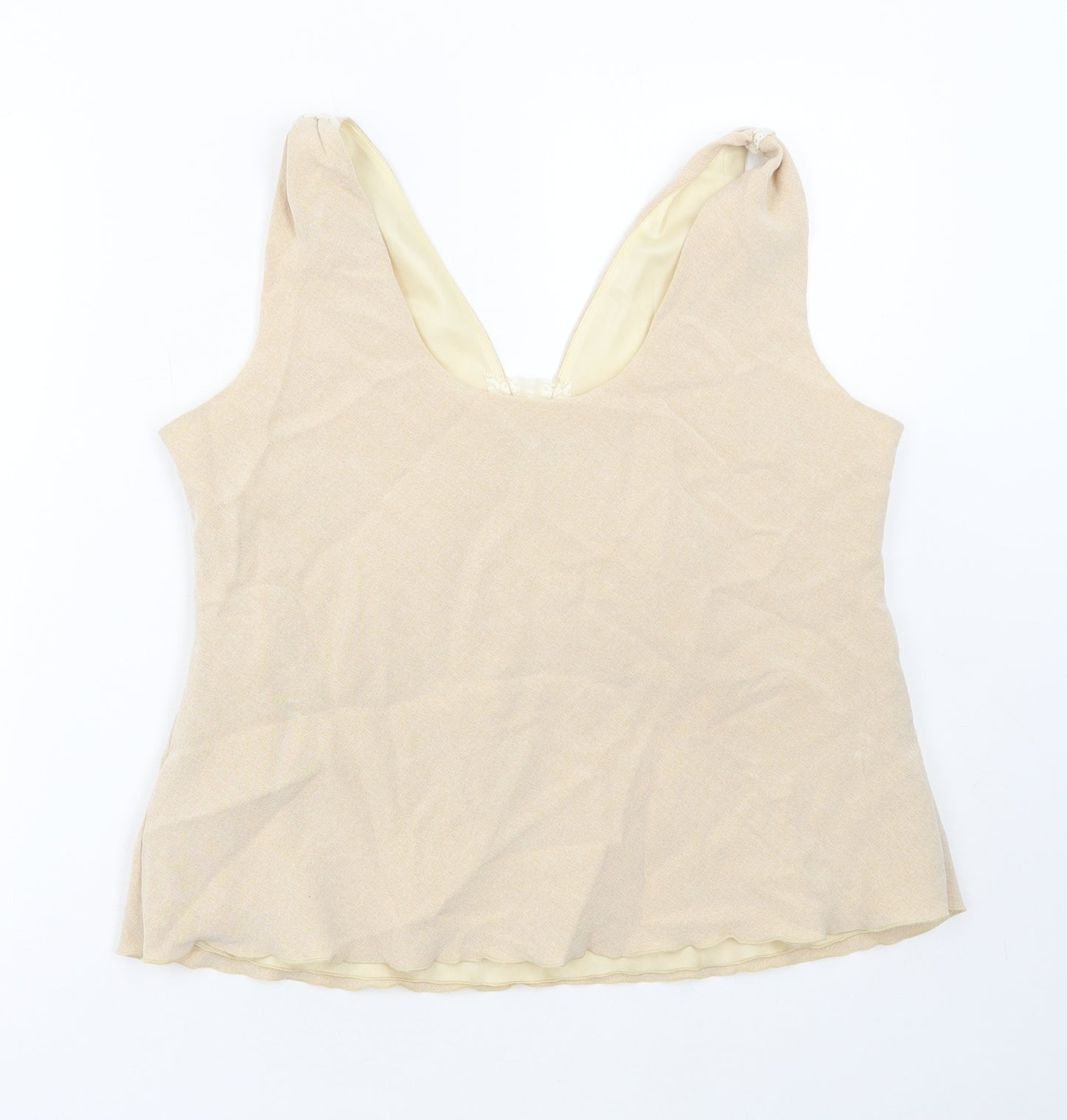 Michael Ambers Womens Beige Viscose Basic Tank Size 16 V-Neck - Lace Detail