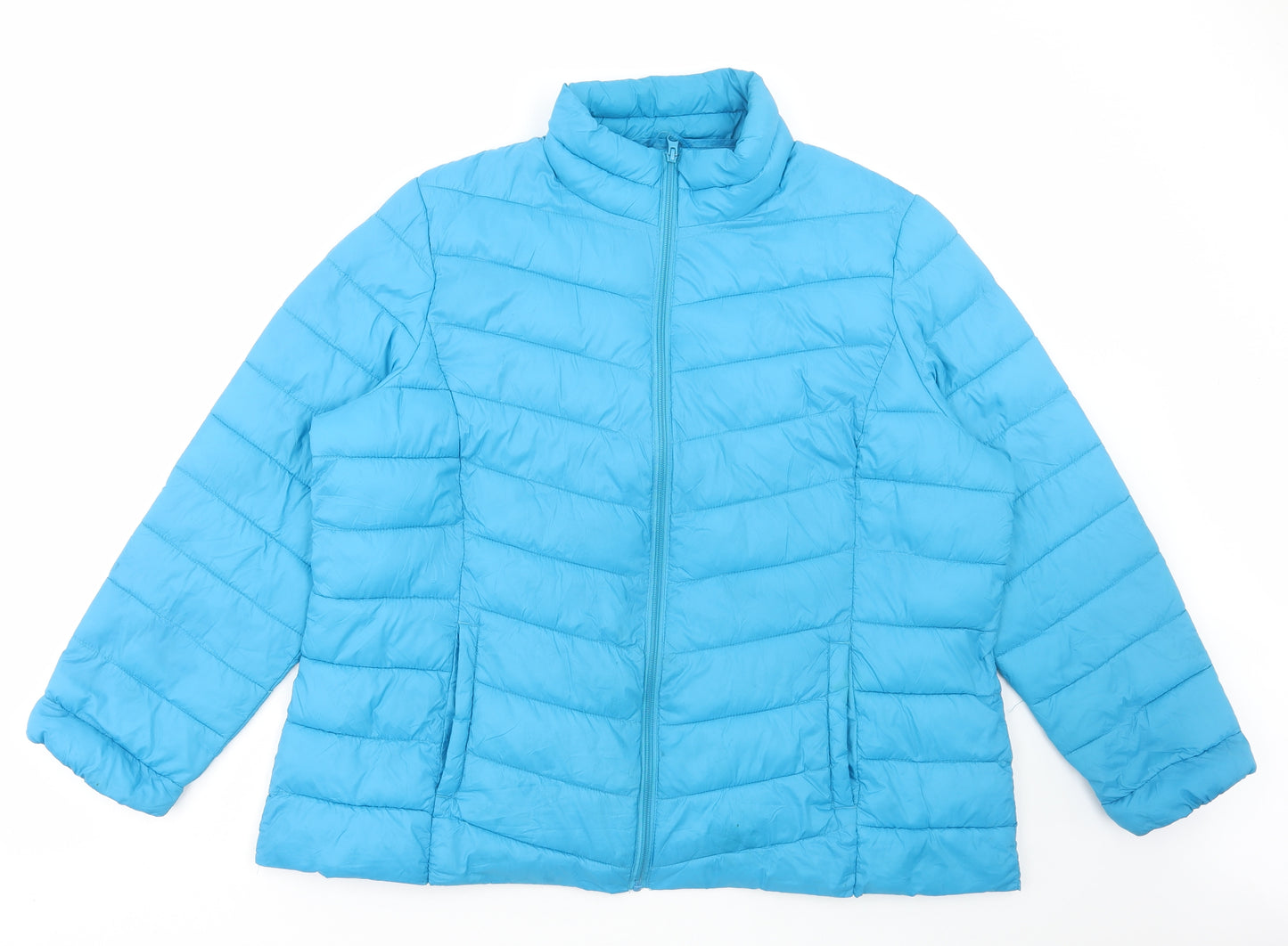 George Womens Blue Puffer Jacket Jacket Size 22 Zip