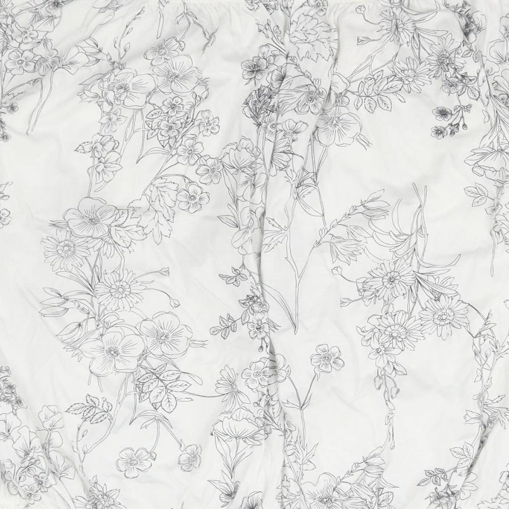 NEXT Womens White Floral Cotton Basic Blouse Size 12 Off the Shoulder