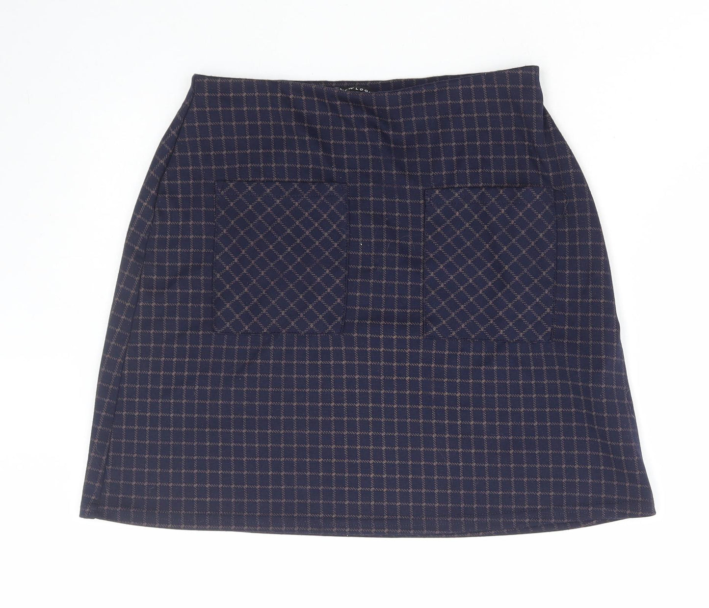 New Look Womens Blue Check Polyester Mini Skirt Size 8