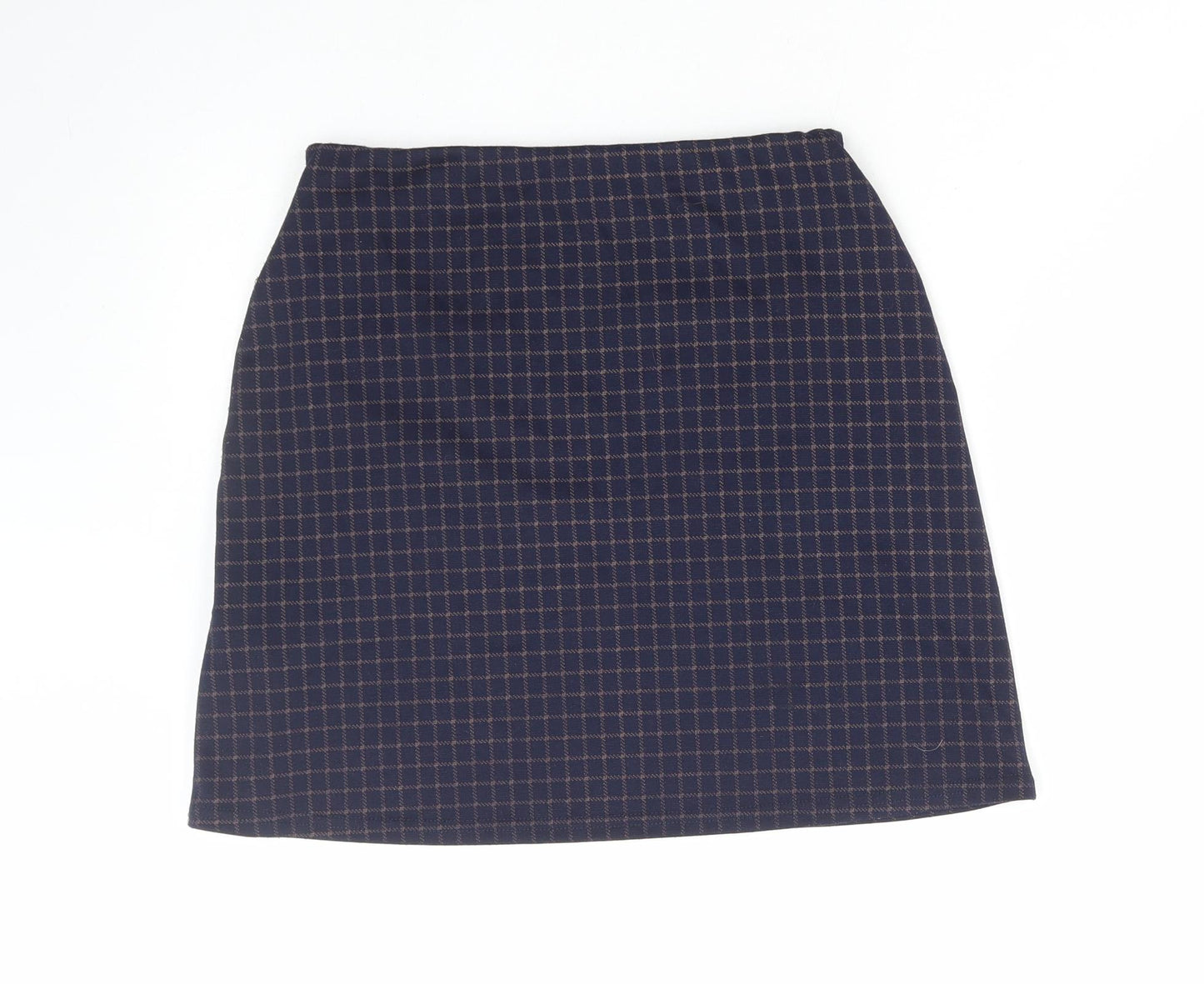 New Look Womens Blue Check Polyester Mini Skirt Size 8