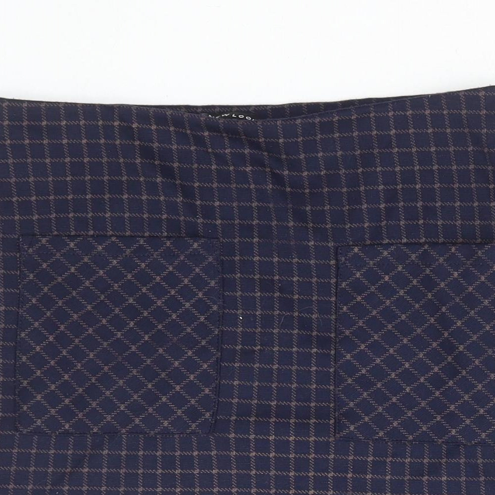 New Look Womens Blue Check Polyester Mini Skirt Size 8