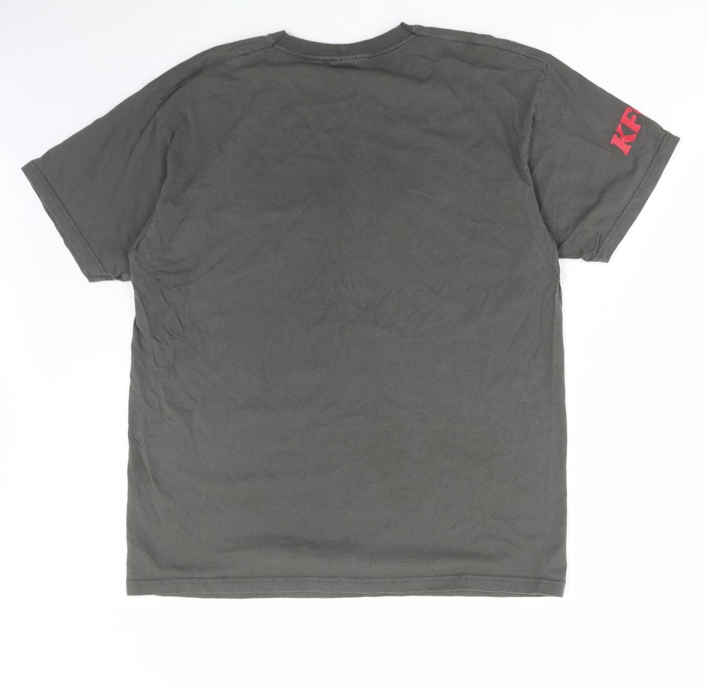 Fruit of the Loom Mens Grey Cotton T-Shirt Size XL Round Neck - KFC Christmas