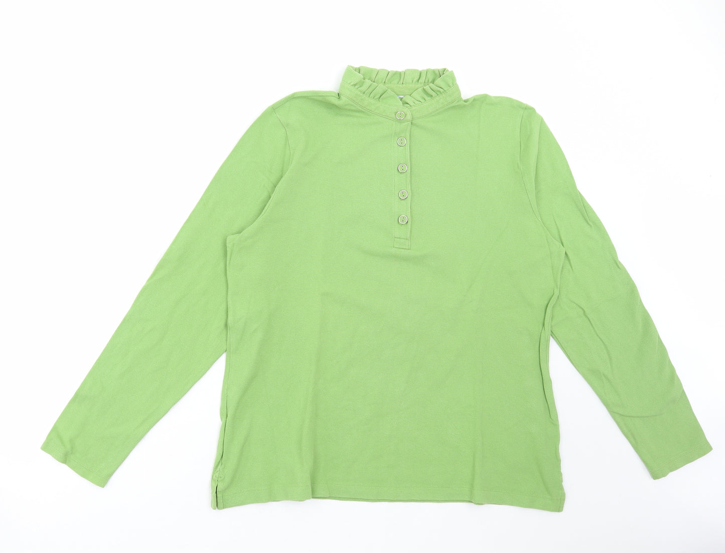 Lands' End Womens Green Cotton Basic T-Shirt Size L Collared