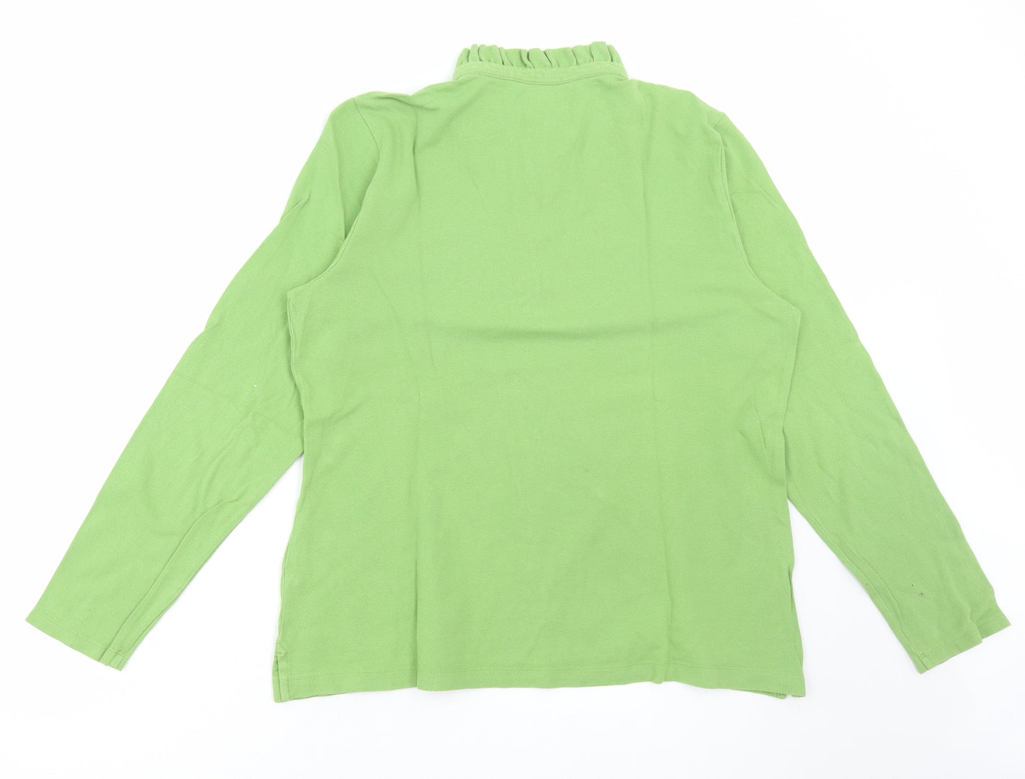 Lands' End Womens Green Cotton Basic T-Shirt Size L Collared