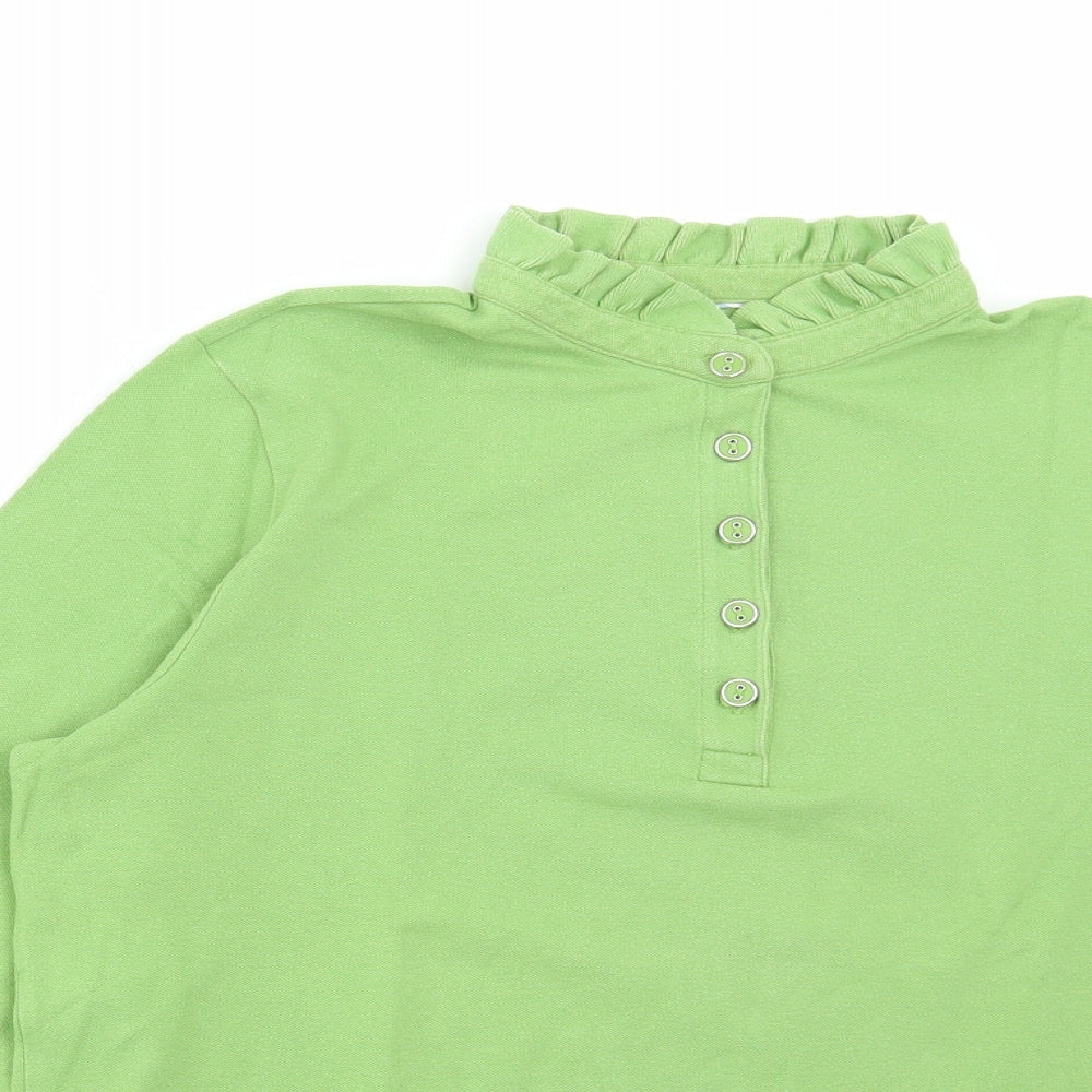 Lands' End Womens Green Cotton Basic T-Shirt Size L Collared