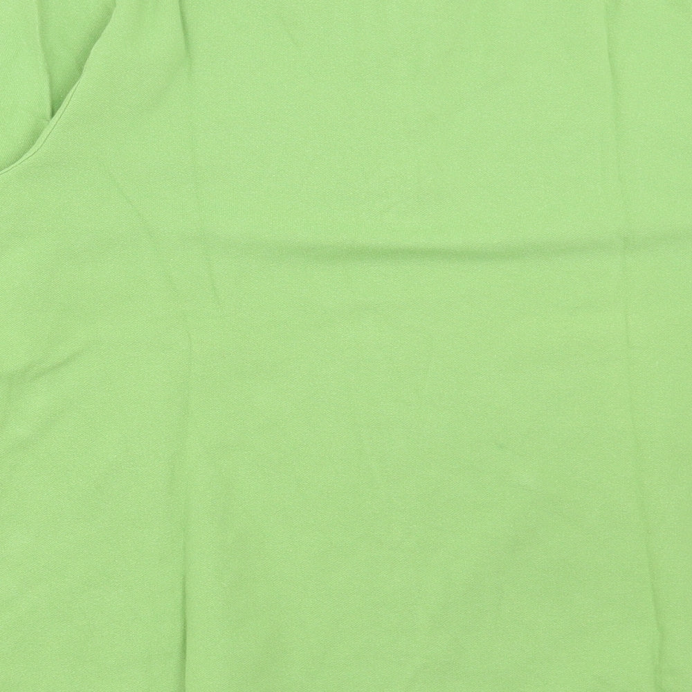 Lands' End Womens Green Cotton Basic T-Shirt Size L Collared