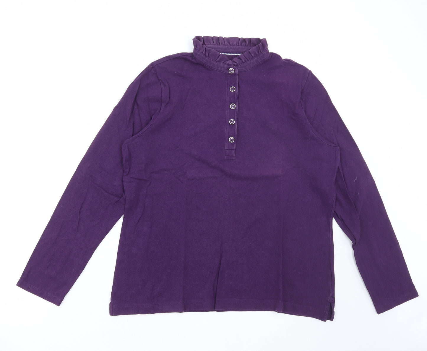 Lands' End Womens Purple Cotton Basic T-Shirt Size L Collared
