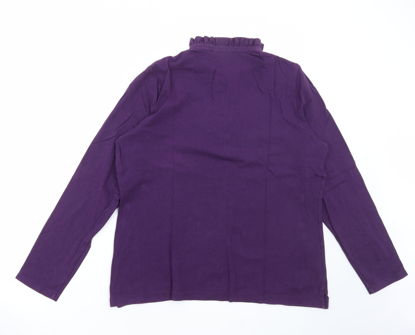 Lands' End Womens Purple Cotton Basic T-Shirt Size L Collared