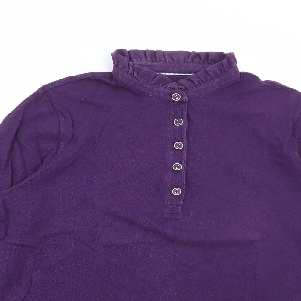 Lands' End Womens Purple Cotton Basic T-Shirt Size L Collared