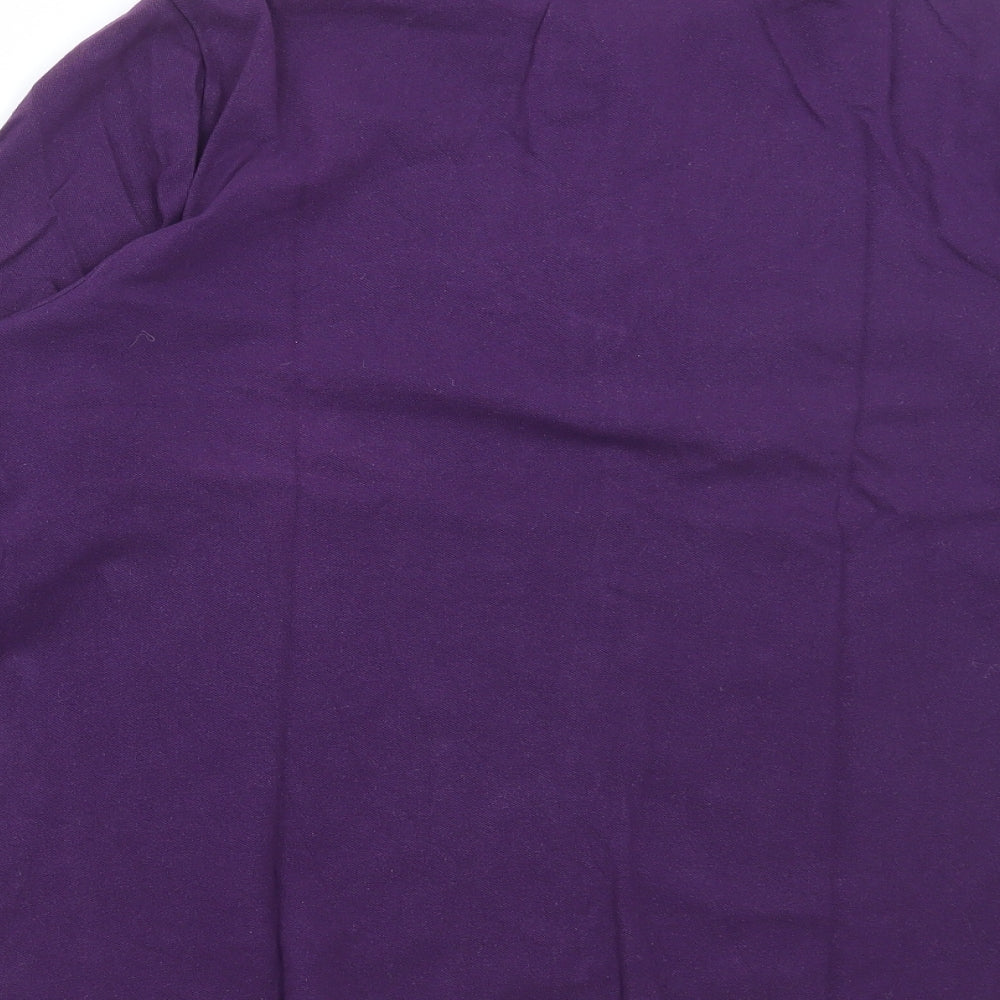 Lands' End Womens Purple Cotton Basic T-Shirt Size L Collared