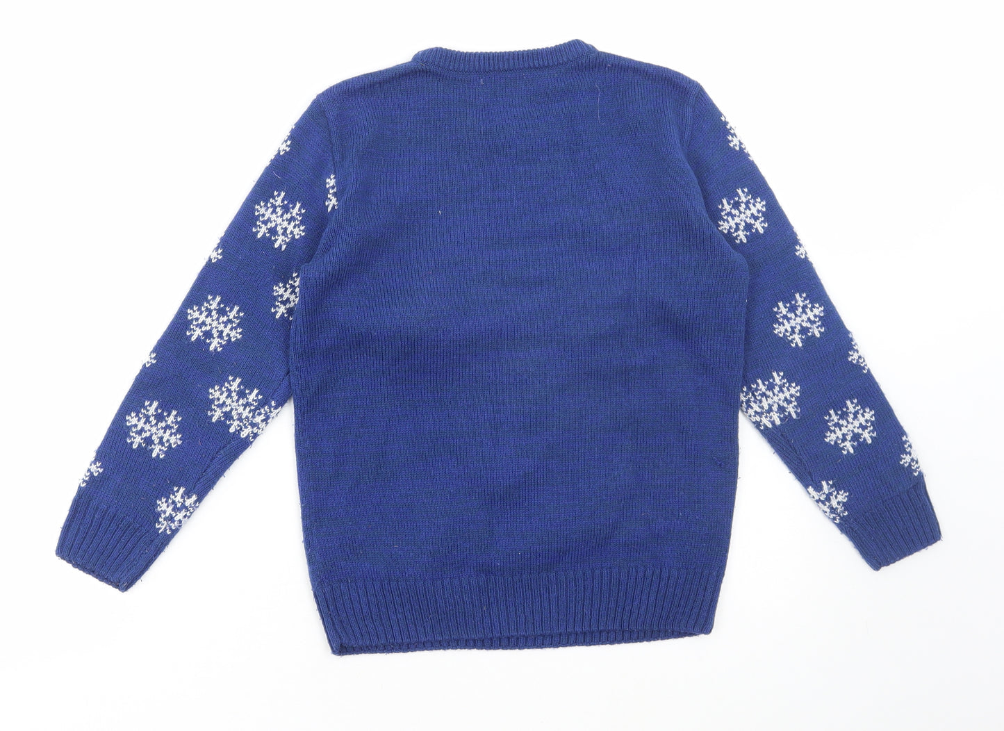 George Boys Multicoloured Round Neck Acrylic Pullover Jumper Size 8-9 Years Pullover - Reindeer/Christmas, Light up nose