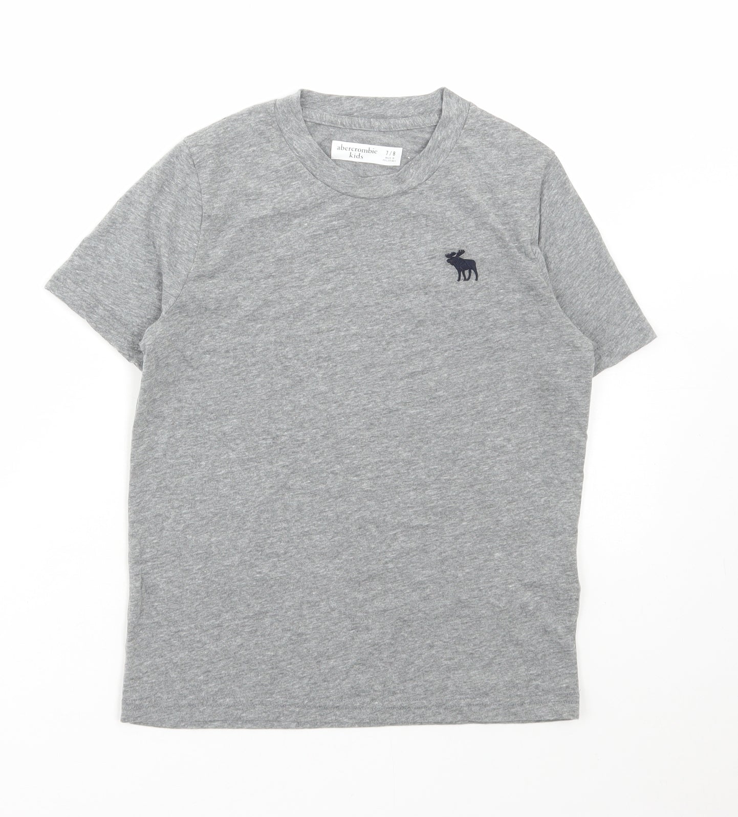 Abercrombie & Fitch Boys Grey Cotton Basic T-Shirt Size 7-8 Years Round Neck Pullover