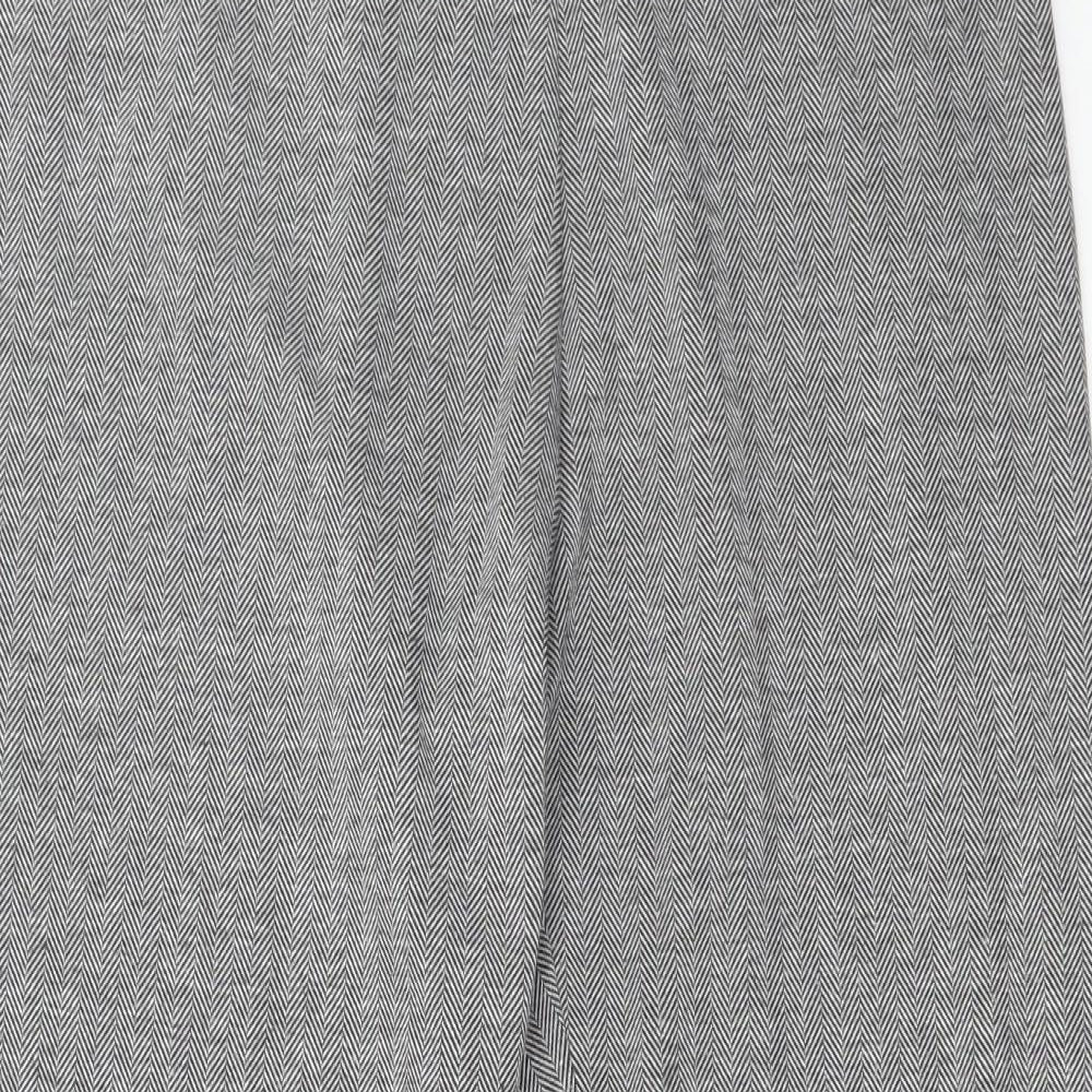 Marks and Spencer Womens Grey Herringbone Polyester Trousers Size 18 L30 in Regular