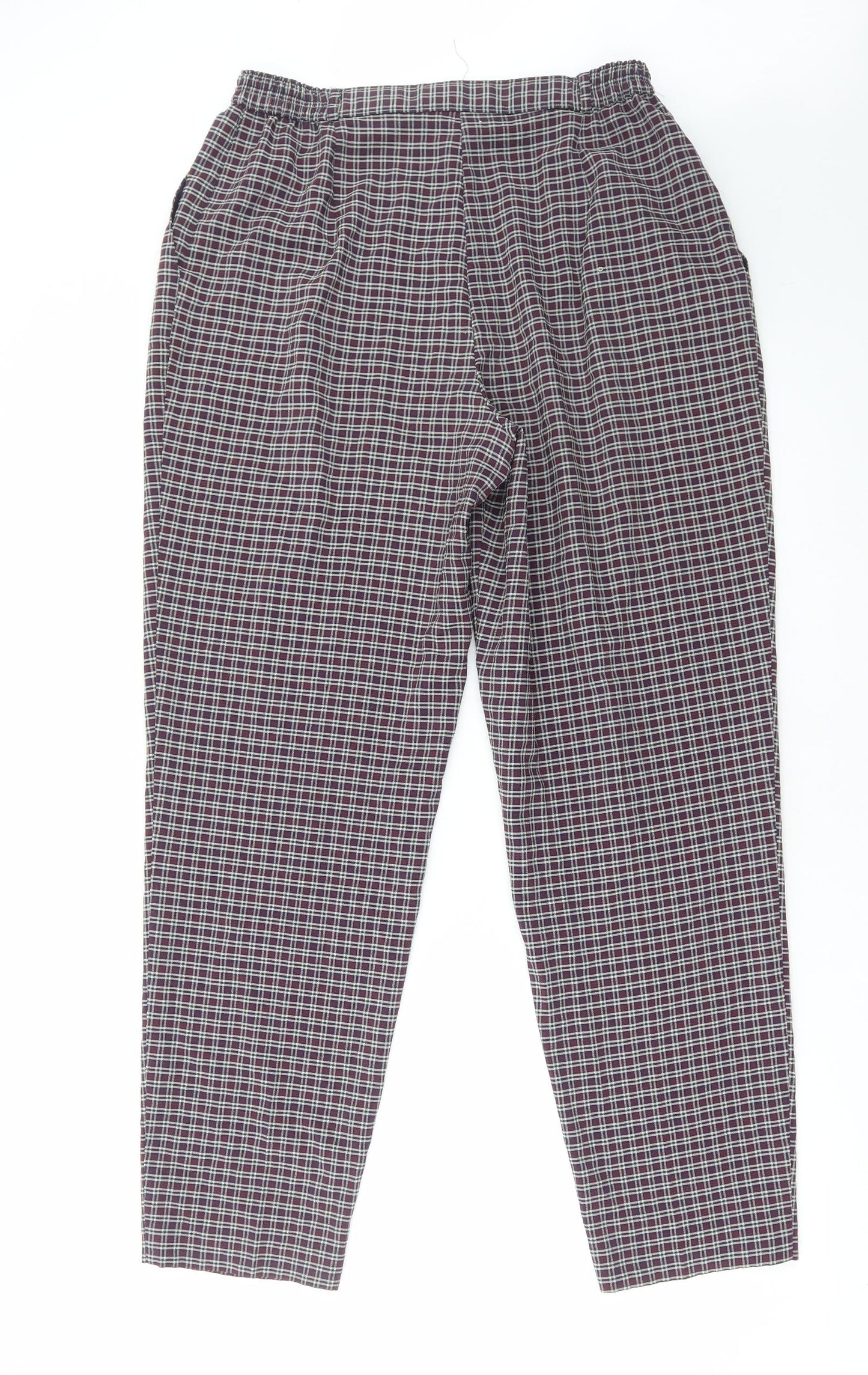 Marks and Spencer Womens Multicoloured Check Polyester Trousers Size 16 L32 in Regular Zip