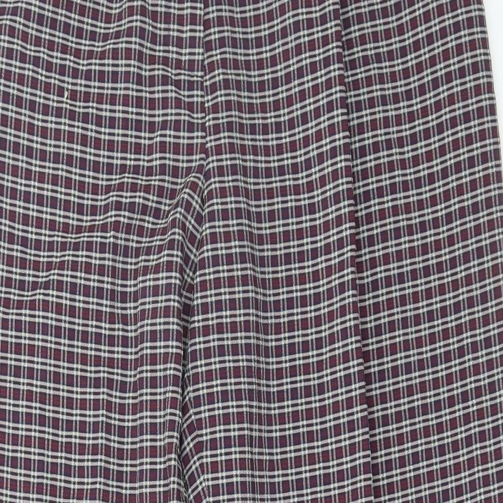 Marks and Spencer Womens Multicoloured Check Polyester Trousers Size 16 L32 in Regular Zip