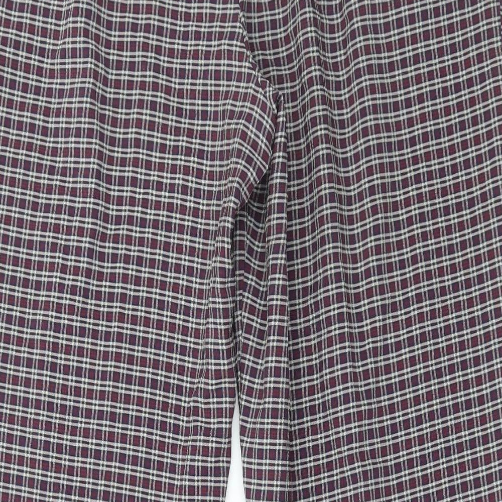 Marks and Spencer Womens Multicoloured Check Polyester Trousers Size 16 L32 in Regular Zip