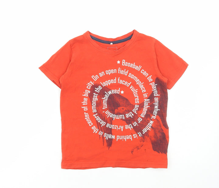 name it Boys Red Cotton Basic T-Shirt Size 4-5 Years Round Neck Pullover - Baseball