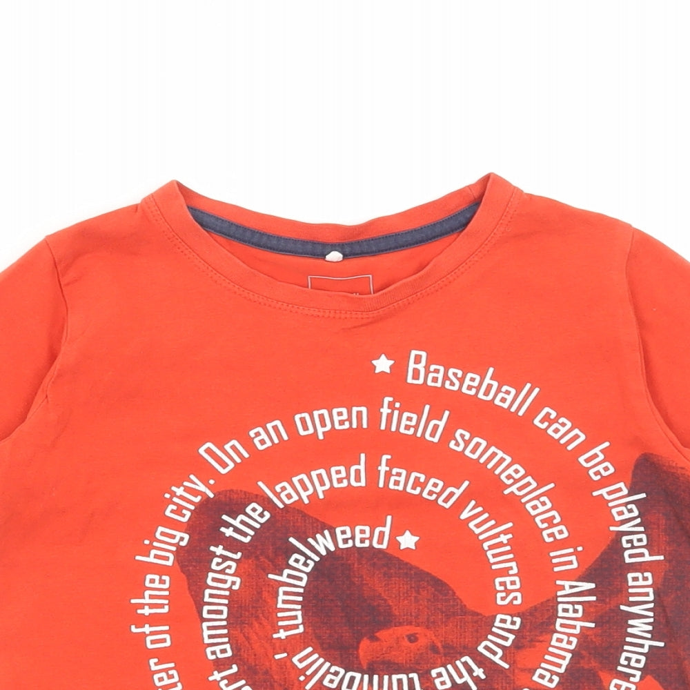 name it Boys Red Cotton Basic T-Shirt Size 4-5 Years Round Neck Pullover - Baseball
