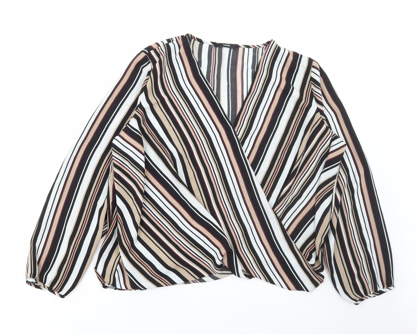 George Womens Multicoloured Striped Polyester Basic Blouse Size 20 V-Neck