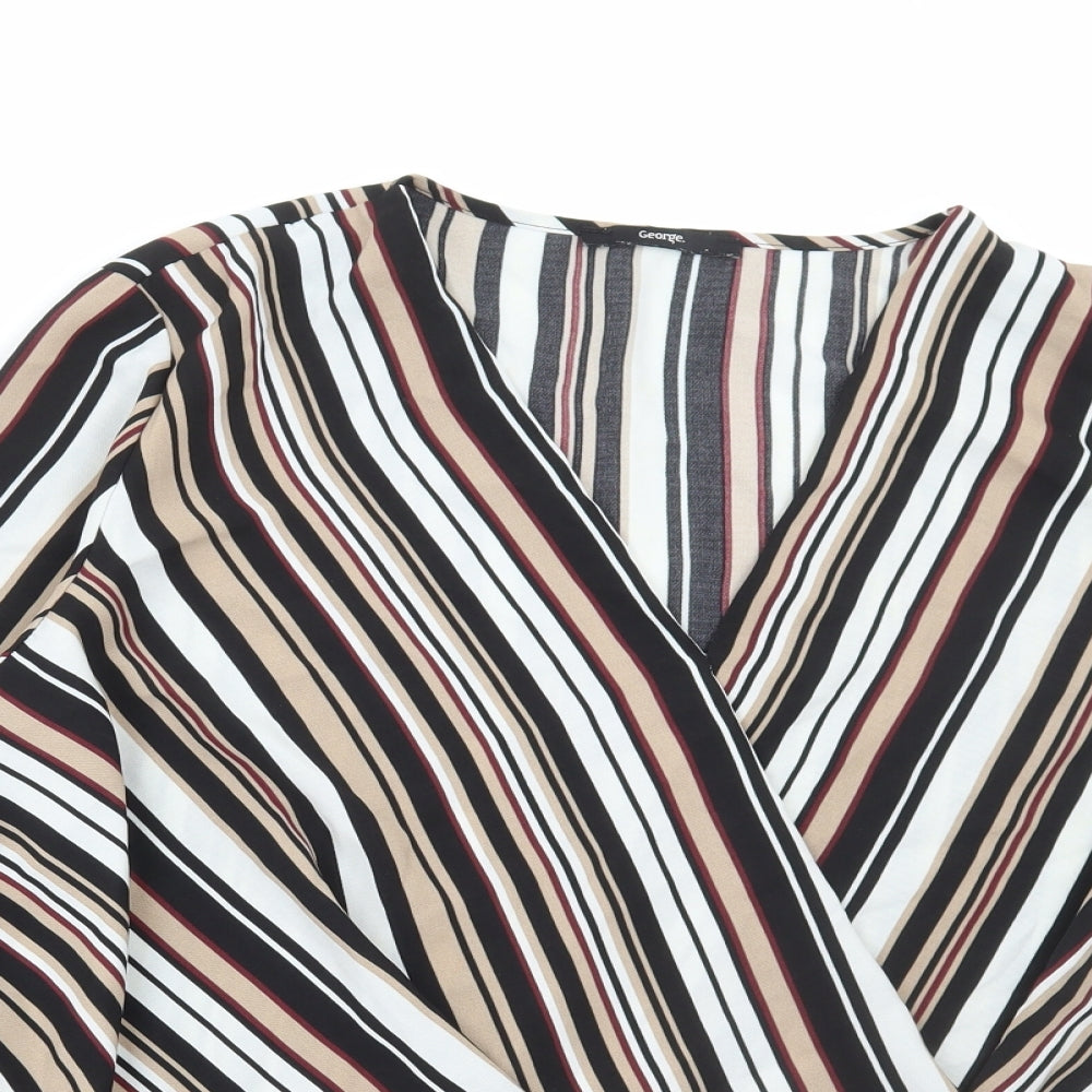 George Womens Multicoloured Striped Polyester Basic Blouse Size 20 V-Neck
