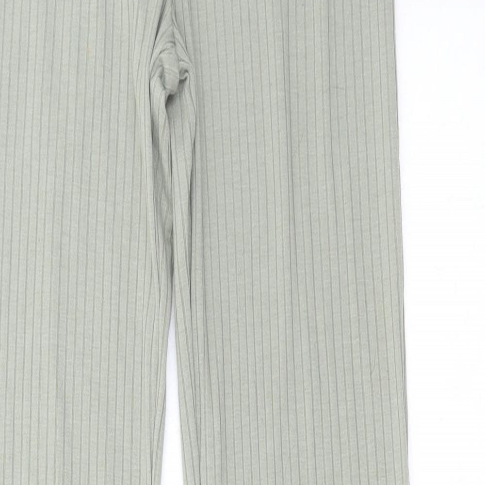H&M Womens Green Polyester Trousers Size S L32 in Regular - Ribbed