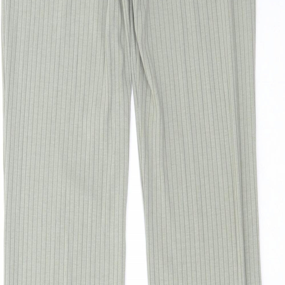H&M Womens Green Polyester Trousers Size S L32 in Regular - Ribbed