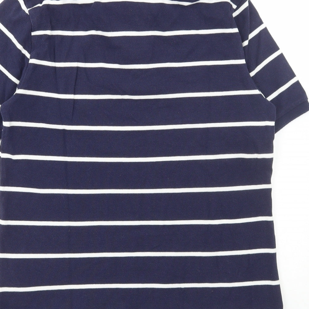 Ralph Lauren Womens Blue Striped Cotton Basic Polo Size L Collared