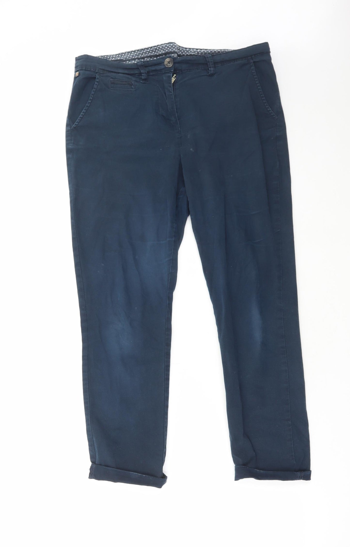 Maine Womens Blue Cotton Chino Trousers Size 10 L27 in Regular Button