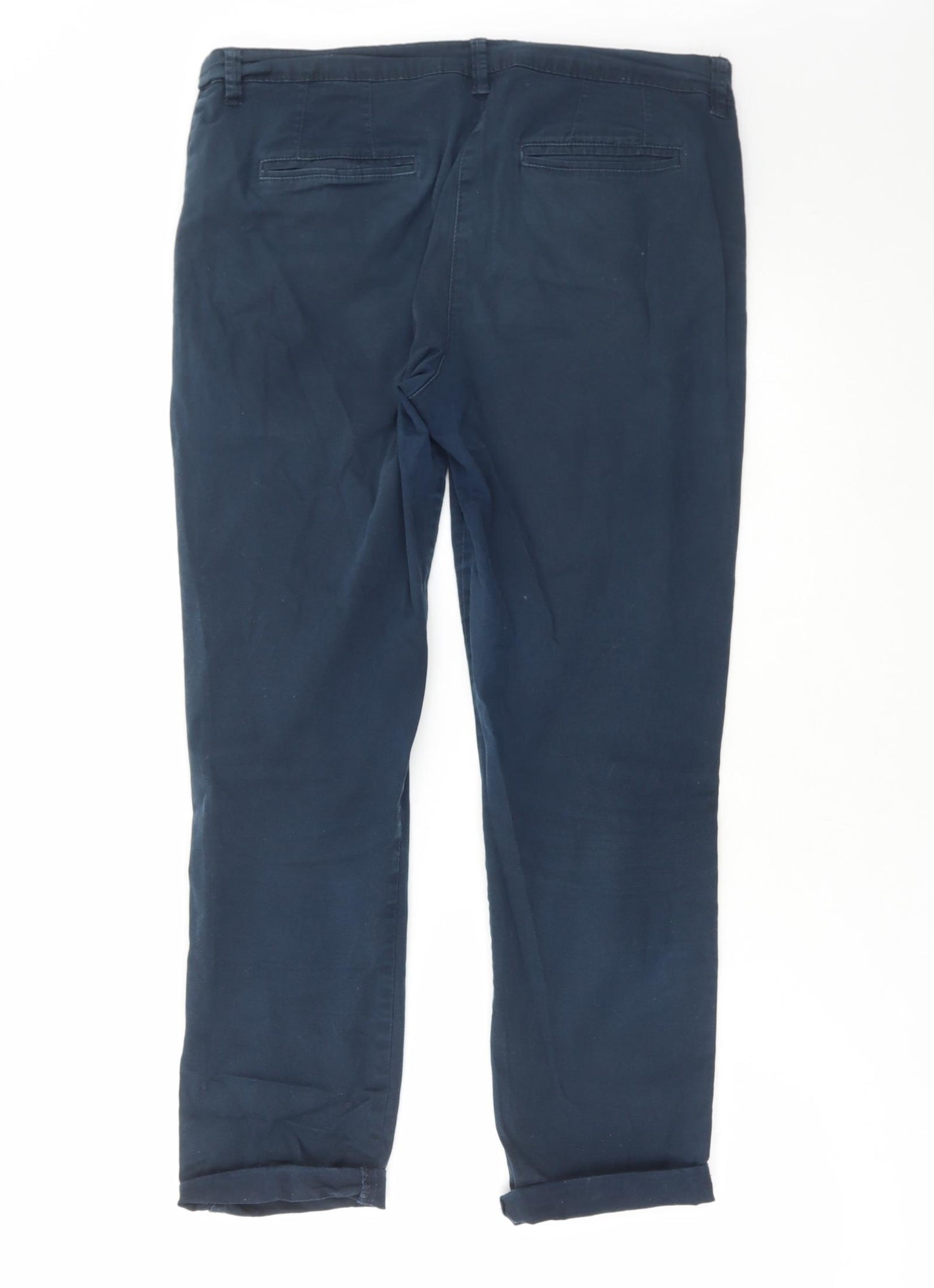 Maine Womens Blue Cotton Chino Trousers Size 10 L27 in Regular Button