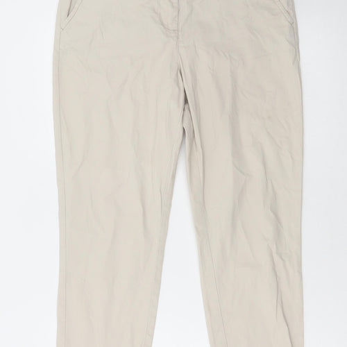 Maine Womens Beige Cotton Trousers Size 10 L26 in Regular Zip