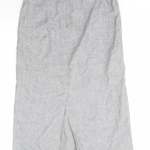 Gerry Weber Womens Grey Linen A-Line Skirt Size 16 Zip