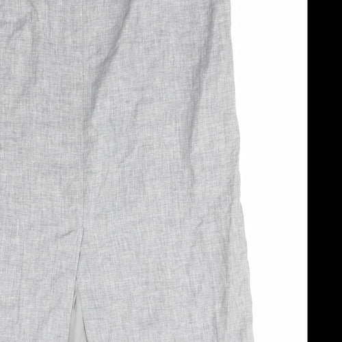 Gerry Weber Womens Grey Linen A-Line Skirt Size 16 Zip
