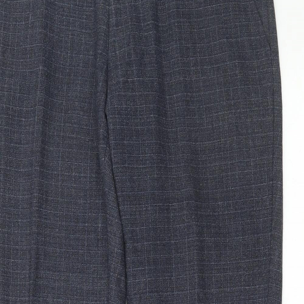 Charles Tyrwhitt Mens Grey Check Wool Trousers Size 32 in L30 in Regular Zip