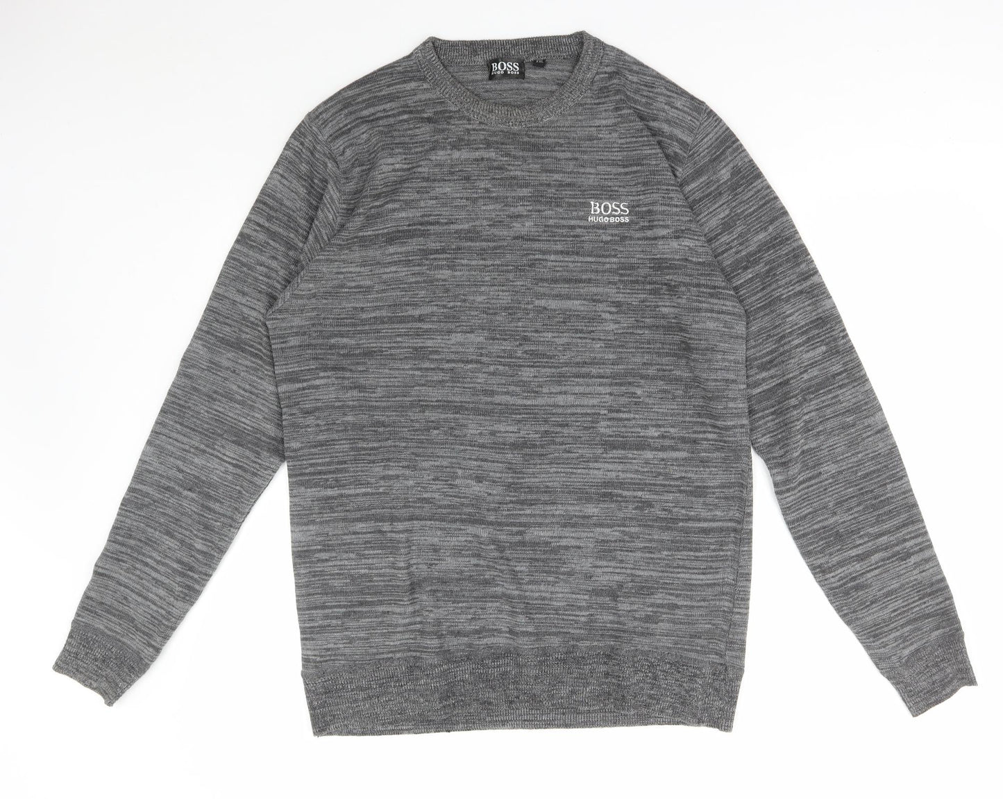 HUGO BOSS Mens Grey Round Neck Polyester Pullover Jumper Size 2XL