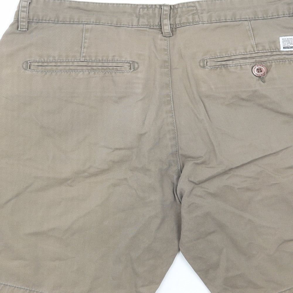 Criminal Damage Mens Brown Cotton Chino Shorts Size 32 in L10 in Regular Zip
