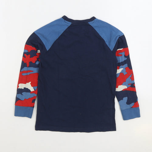 NEXT Boys Blue Camouflage 100% Cotton Basic T-Shirt Size 7 Years Round Neck Pullover