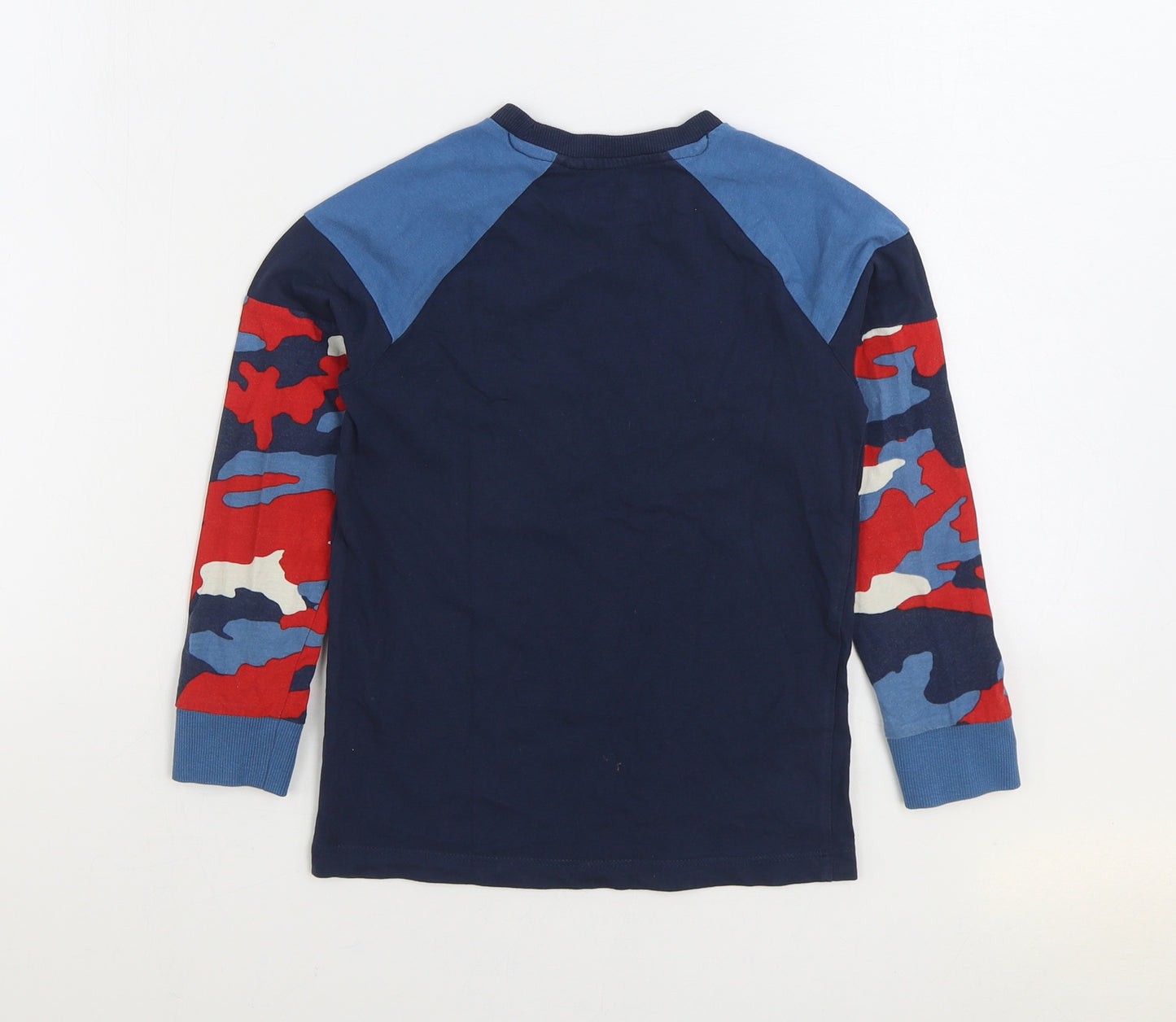 NEXT Boys Blue Camouflage 100% Cotton Basic T-Shirt Size 7 Years Round Neck Pullover