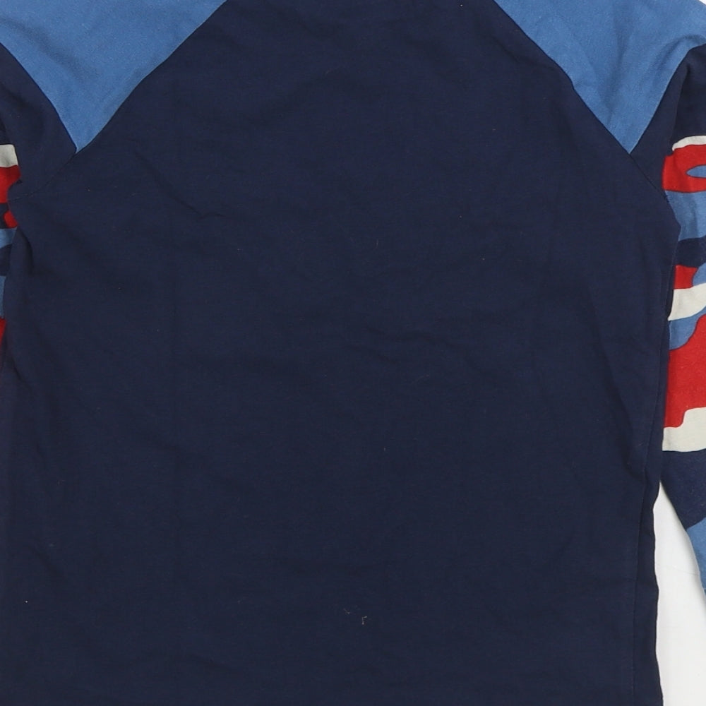 NEXT Boys Blue Camouflage 100% Cotton Basic T-Shirt Size 7 Years Round Neck Pullover
