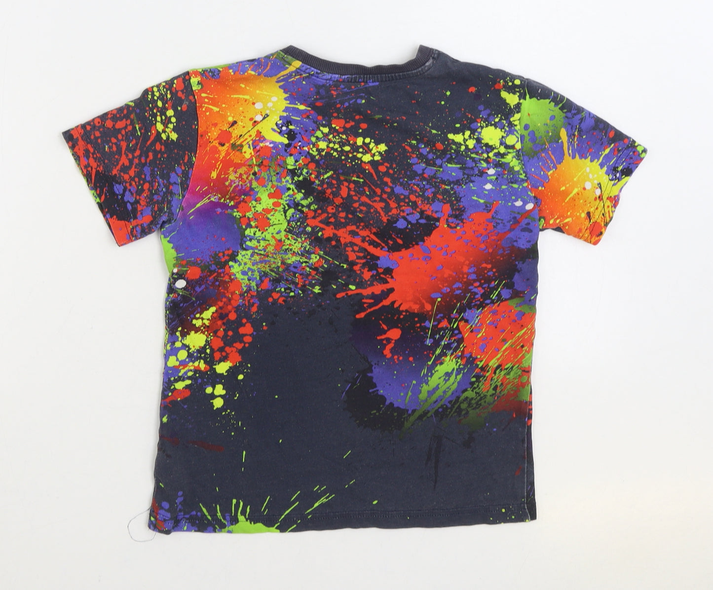 NEXT Boys Multicoloured Geometric 100% Cotton Basic T-Shirt Size 7 Years Round Neck Pullover - BKLYN