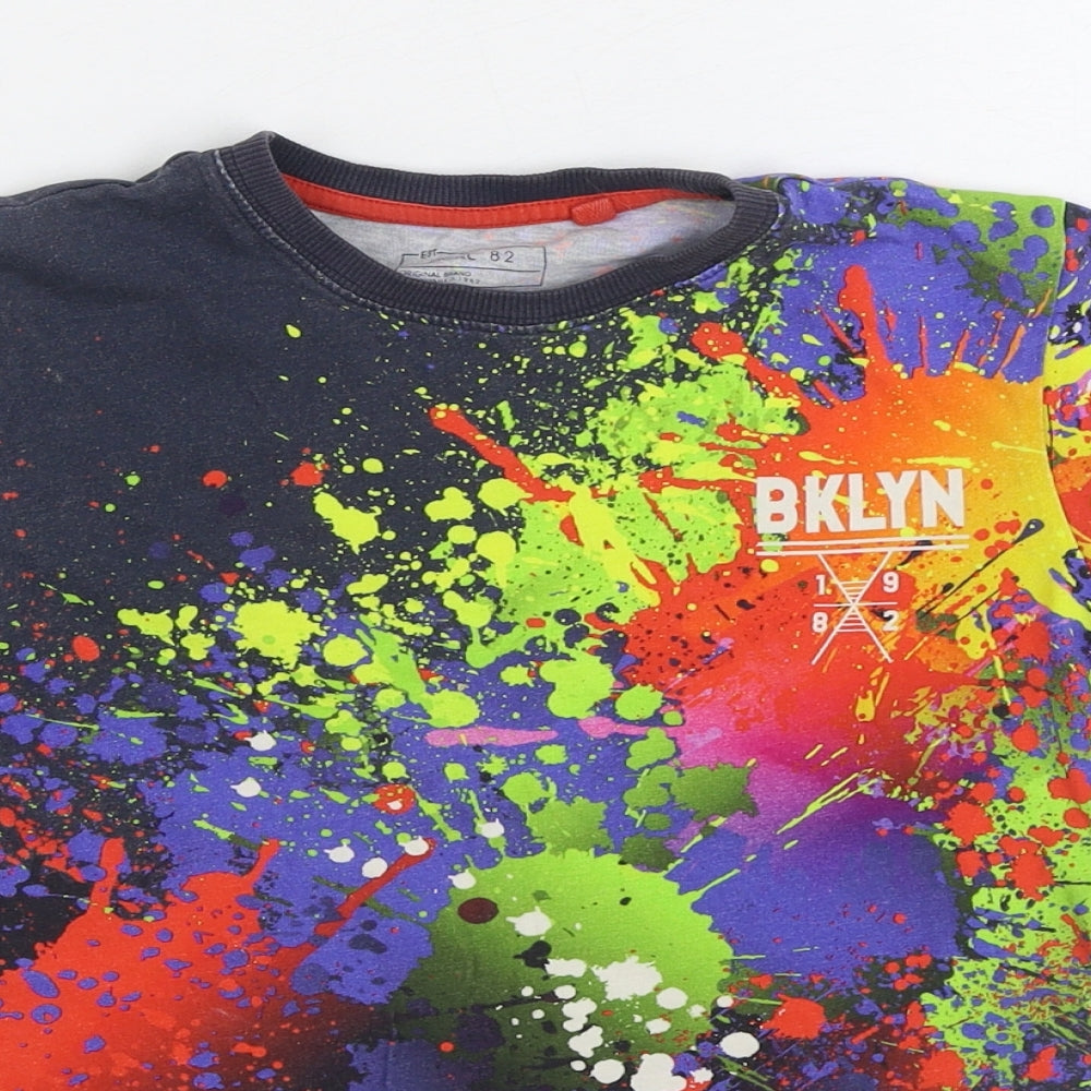 NEXT Boys Multicoloured Geometric 100% Cotton Basic T-Shirt Size 7 Years Round Neck Pullover - BKLYN