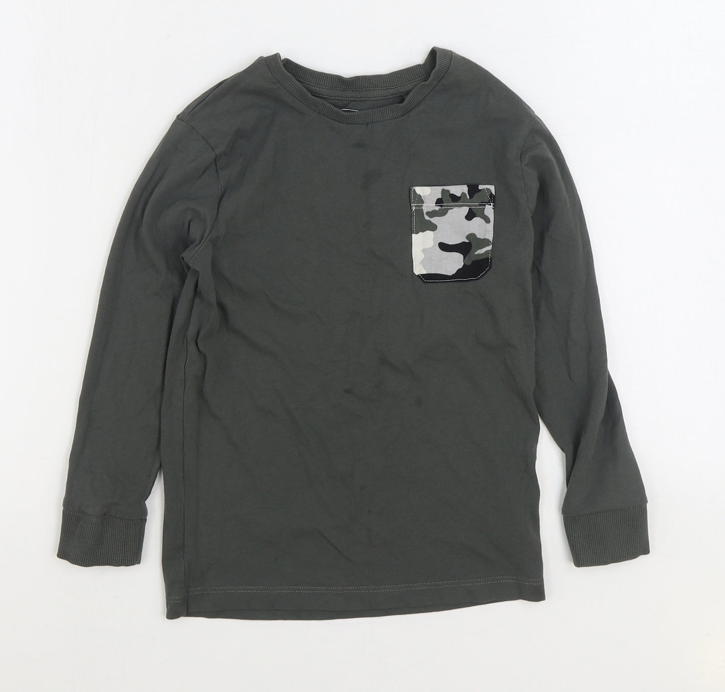 NEXT Boys Grey 100% Cotton Basic T-Shirt Size 6 Years Round Neck Pullover