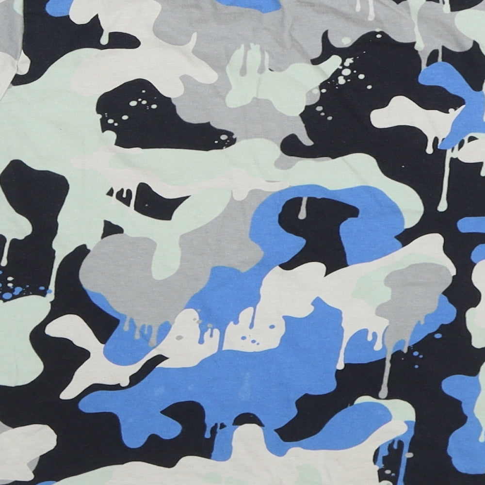 NEXT Boys Blue Camouflage 100% Cotton Basic T-Shirt Size 6 Years Round Neck Pullover
