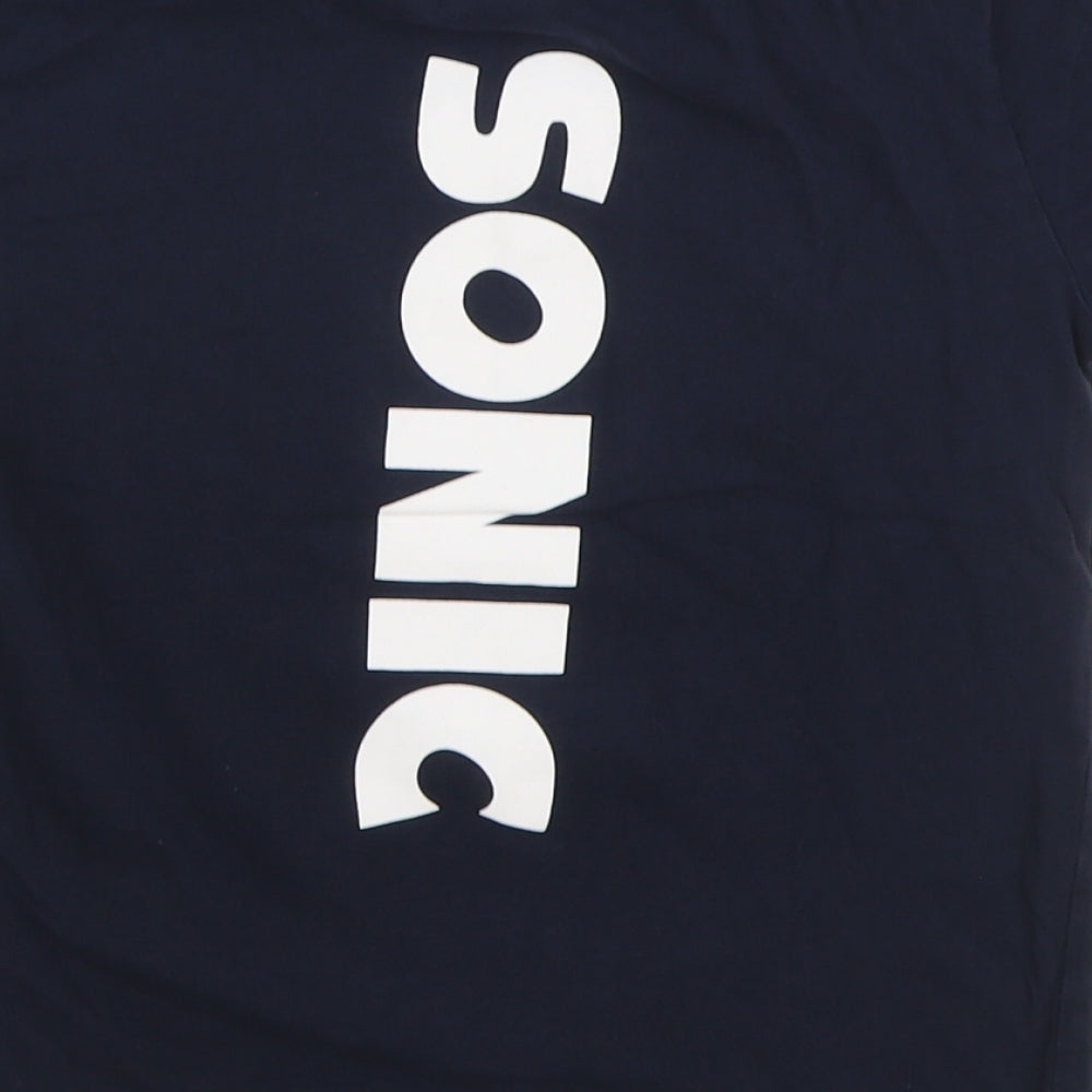 NEXT Boys Blue 100% Cotton Basic T-Shirt Size 6 Years Round Neck Pullover - Sonic The Hedgehog